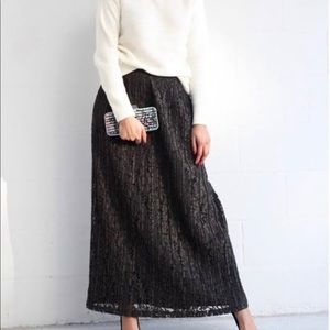 Gunmetal Lace Maxi Skirt by Banana Republic
